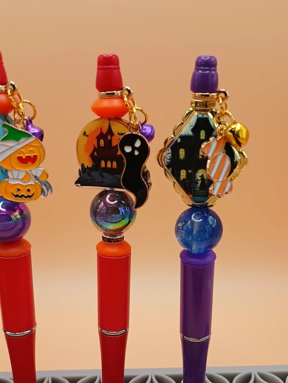 Halloween Charm Pen Set - Purple & Red
